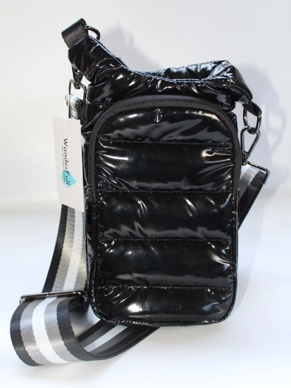 Wanderfull - New Blk Glossy Hydrobag® Crossbody Bag w/ Adjustable Strap